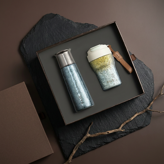 TAIC 太可｜晨夕溫香禮盒 純鈦對杯套組 咖啡杯 380mL ＋ T型杯 420mL